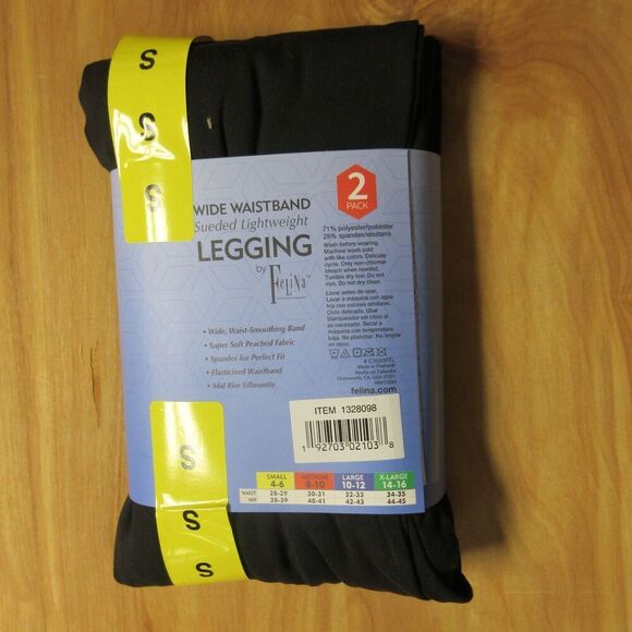 FELINA Leggings 2 Pair Pack Sz S Black Wide Waistband Yoga Workout Everyday NWT - Picture 4 of 14